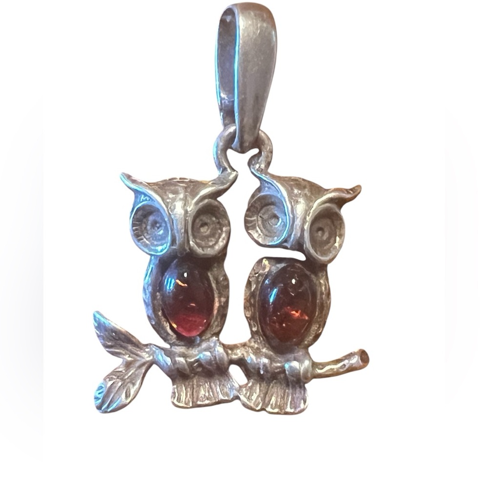 925 Baltic Amber Owl Pendant